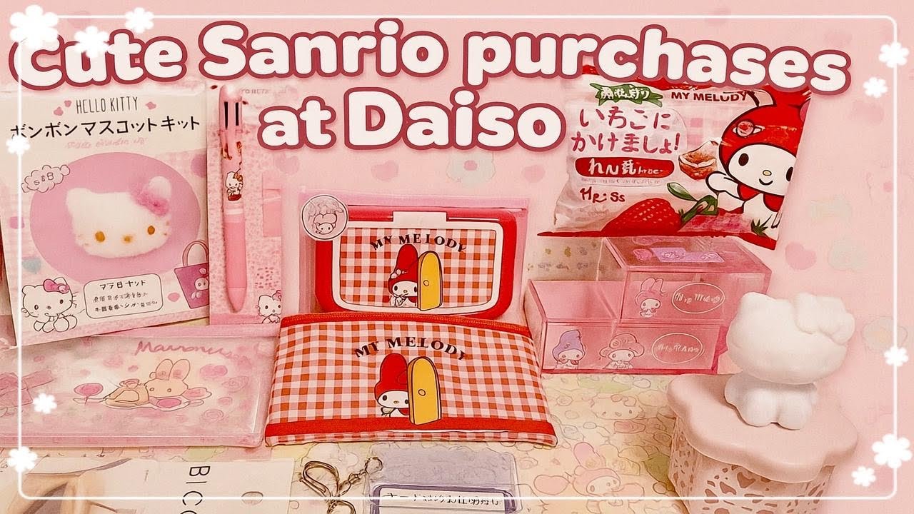 ダイソーで素敵なサンリオショッピング🍓🐰kawaii Sanrio items at Daiso (my Melody,hello kitty,marrom cream)