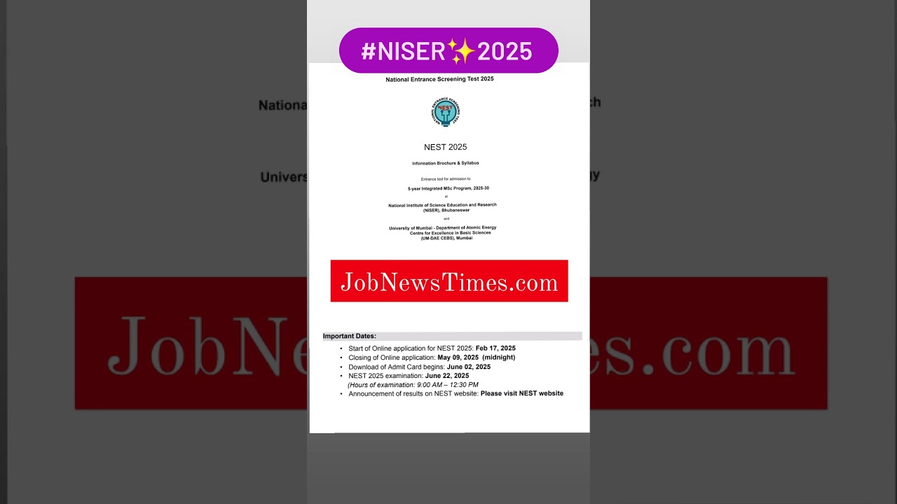 Apply for NEST 2025 today! Your Gateway to a Prestigious Science Career #NEST2025
