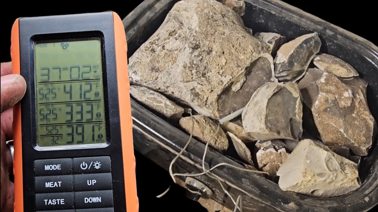 Heat Treating & Spalling Large Whole  Nodules Of Edwards Plateau Chert