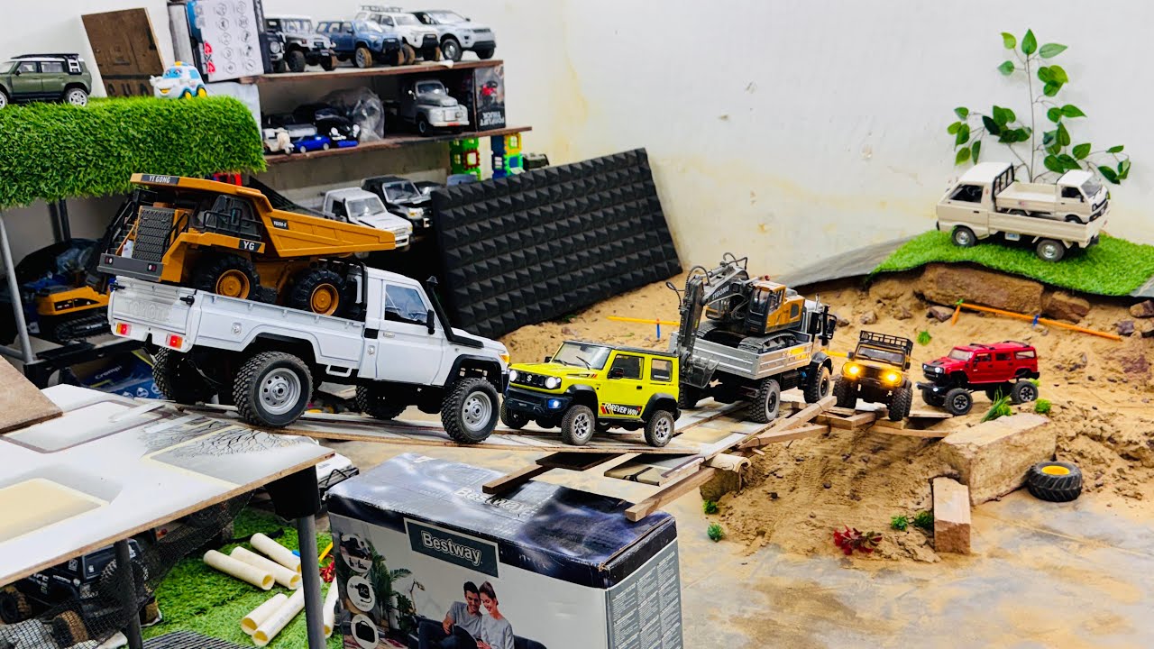 Remote control Cars off Road track obstacle, Mercedes Benz truck, Land Rover Defender, Hummer, BMW
