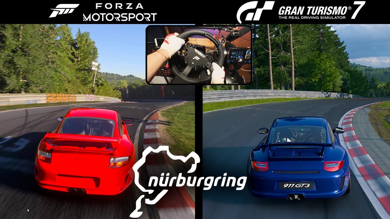 Сравнение Forza Motorsport (2023) против Gran Turismo 7 - Nurburgring Nordschleife - Porsche 911 GT3