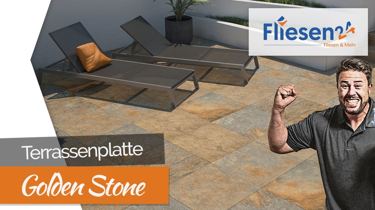 Steinoptik Buntschiefer Terrassenplatte | Golden Stone 60x60 & 60x90 cm | 2 cm starkes Feinsteinzeug
