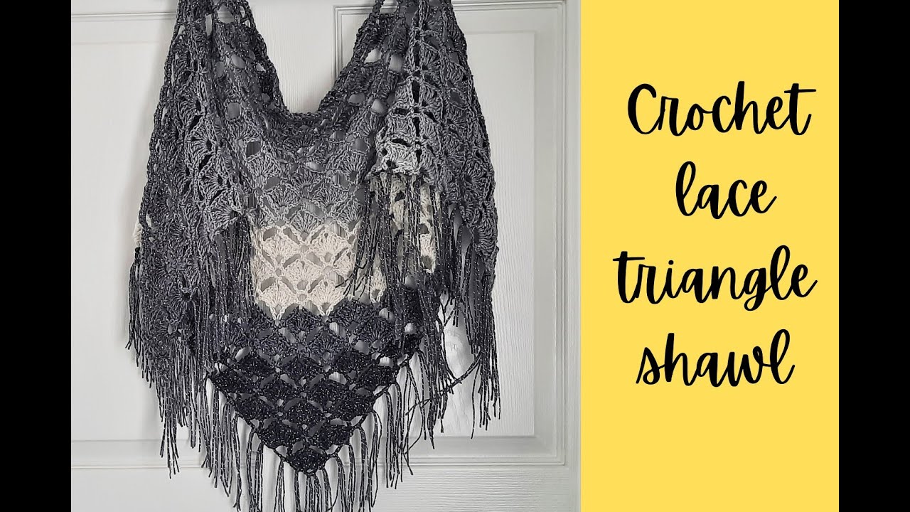 Crochet triangle lace shawl