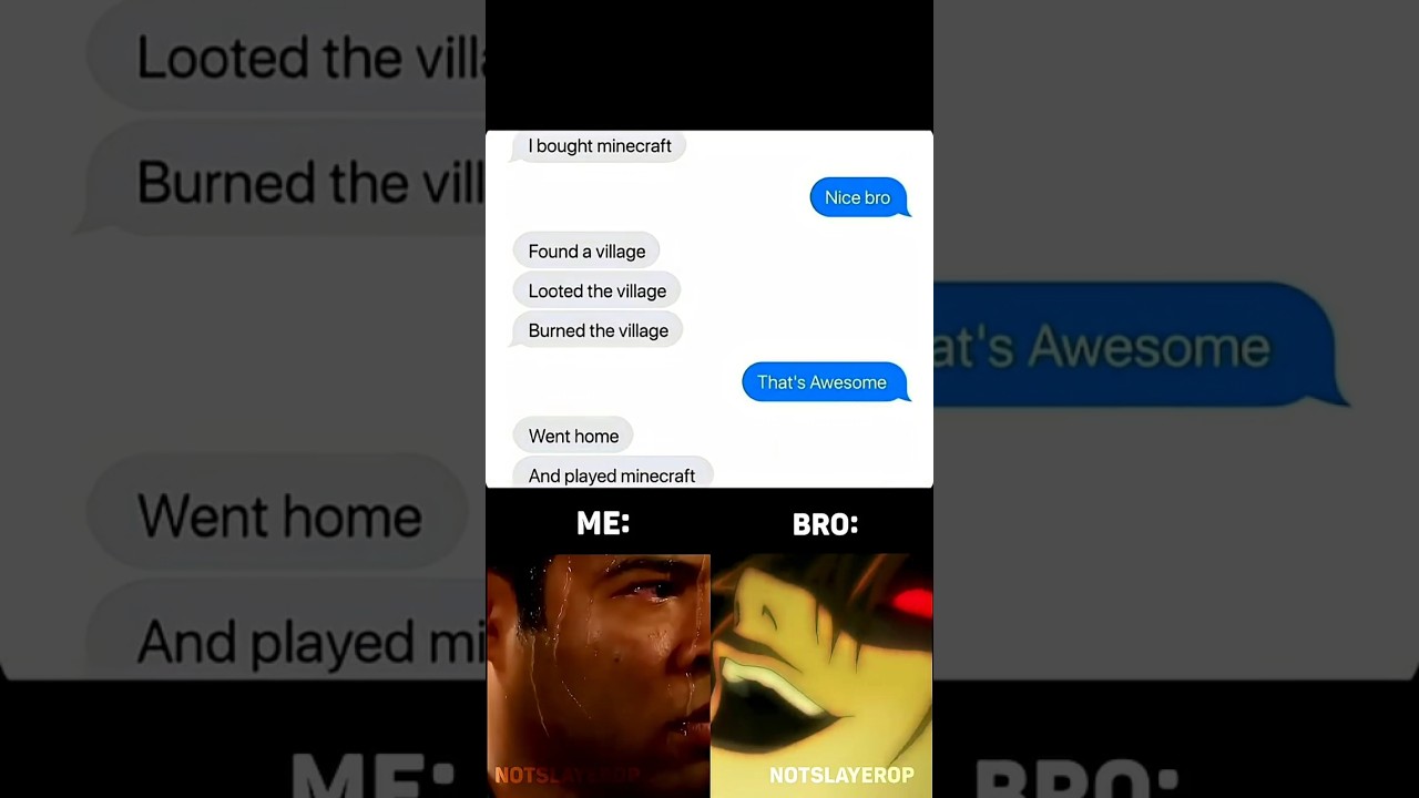 bro play Minecraft in real life🧬 #memes #funny #minecraft #bro #me #village #loot #burn