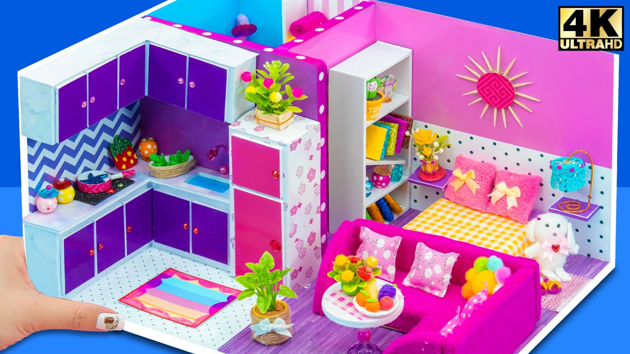 DIY Miniature Cardboard House #15 beautiful bathroom, kitchen, bedroom, living room for a family