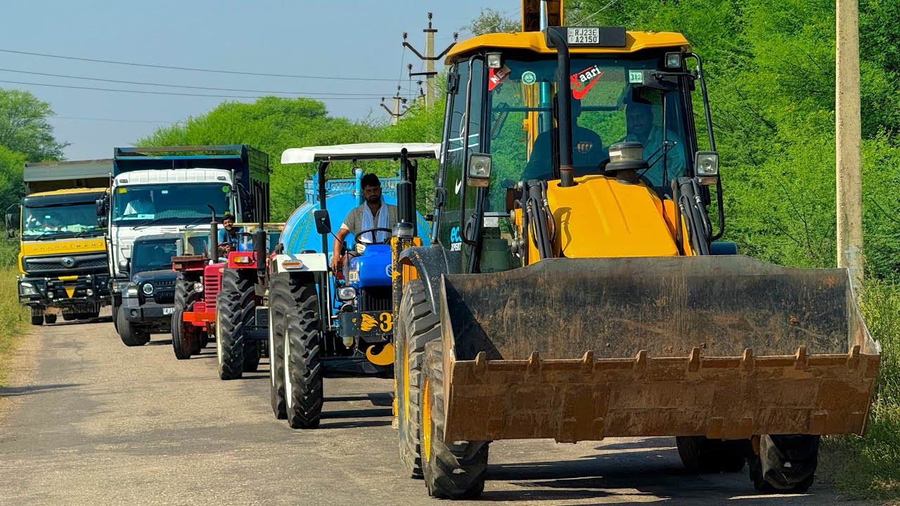Jcb 3dx loading Mud in TATA Tippers Tractors Swaraj 855Fe New Holland 3630 Tractor newjcb Thar Truck