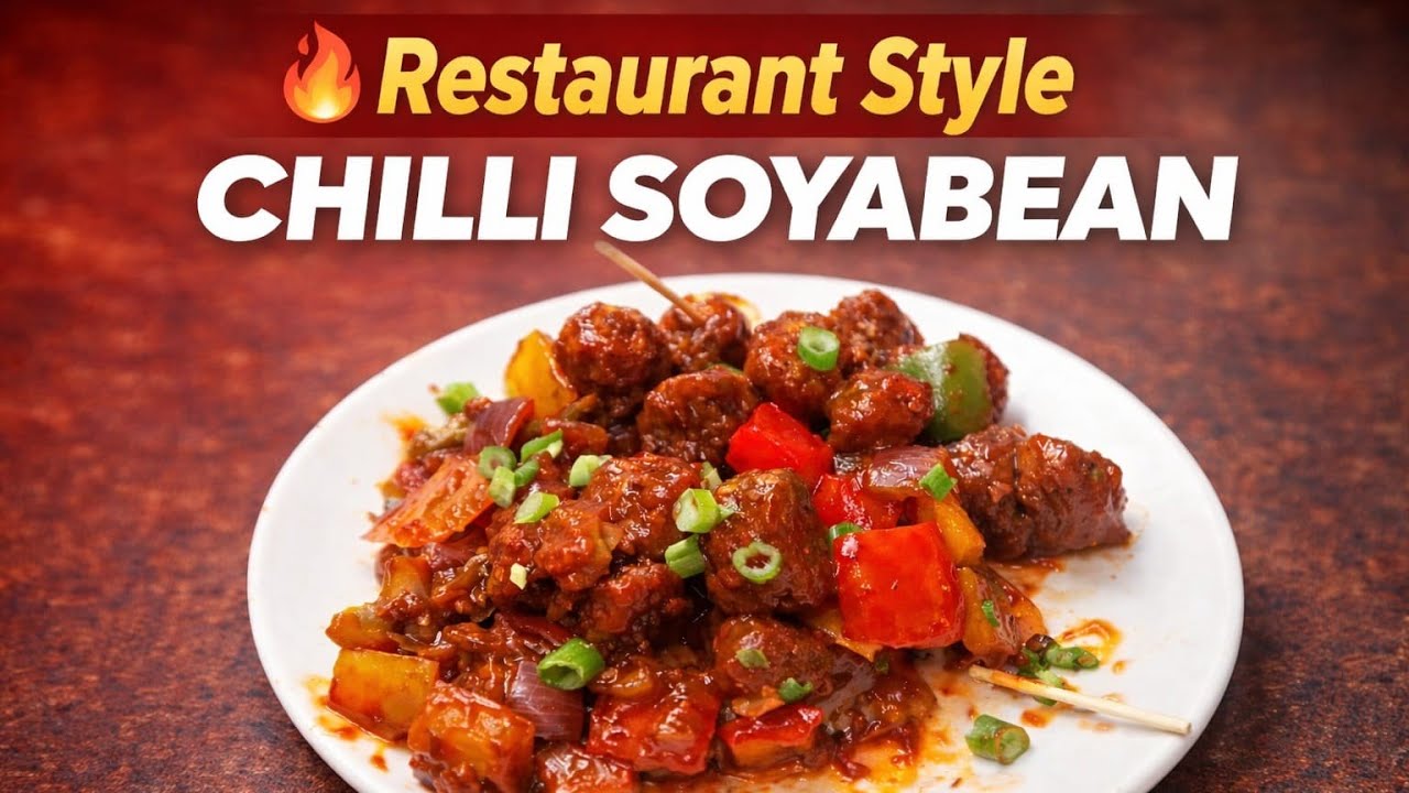🔥 Restaurant Style Chilli Soyabean Recipe | Easy Veg Starter | Chilli Soya Chunks in Hindi 😍