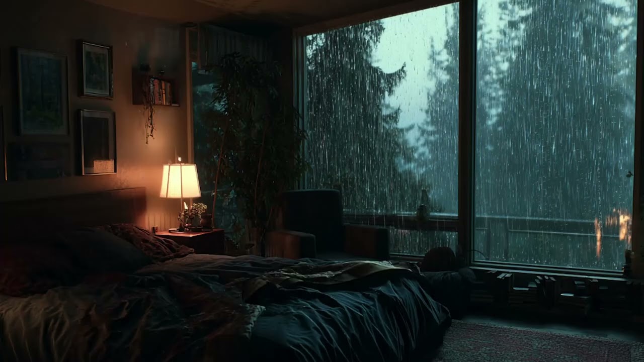 Rain and Thunder 2026 | Forest Glass House | Immersive Night Storm Ambience 🌲🌧️⚡