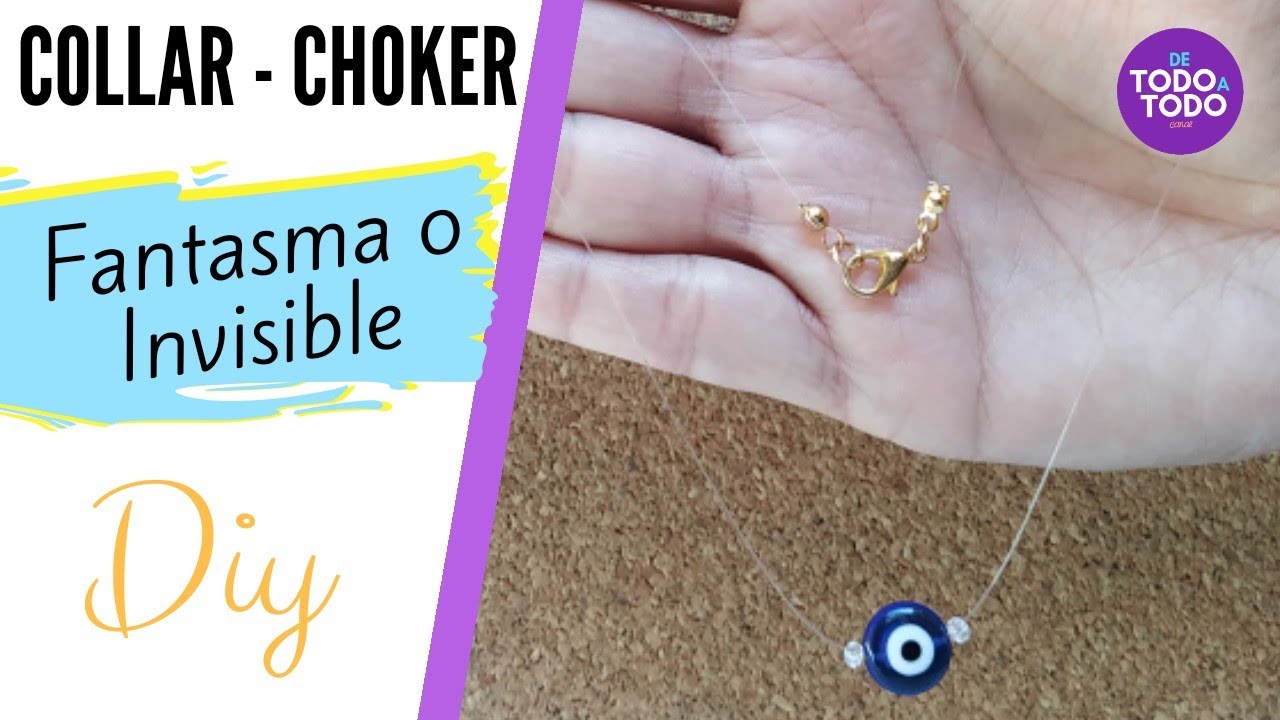 👻Collar FANTASMA - Collar INVISIBLE - 👻Choker FANTASMA - Choker INVISIBLE [Paso a paso] DIY