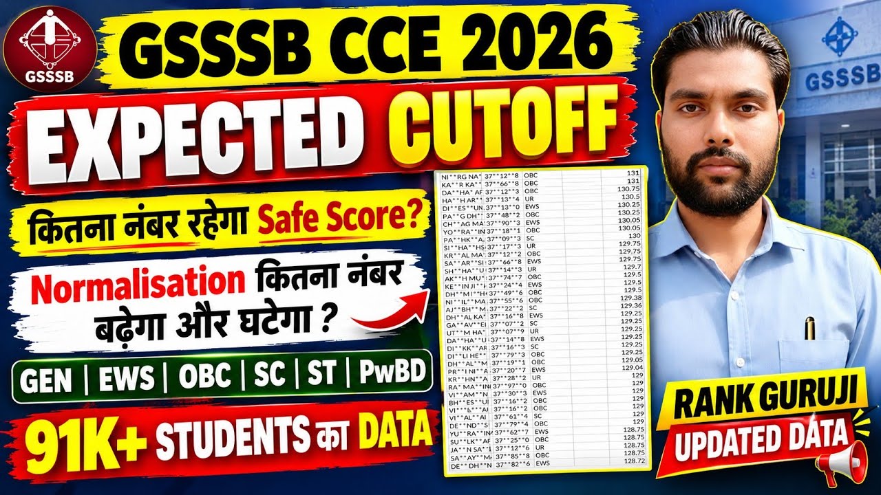 |GSSSB CCE EXAM 2026| EXPECTED CUTOFF ANALYSIS RANK GURUJI UPDATED DATA
