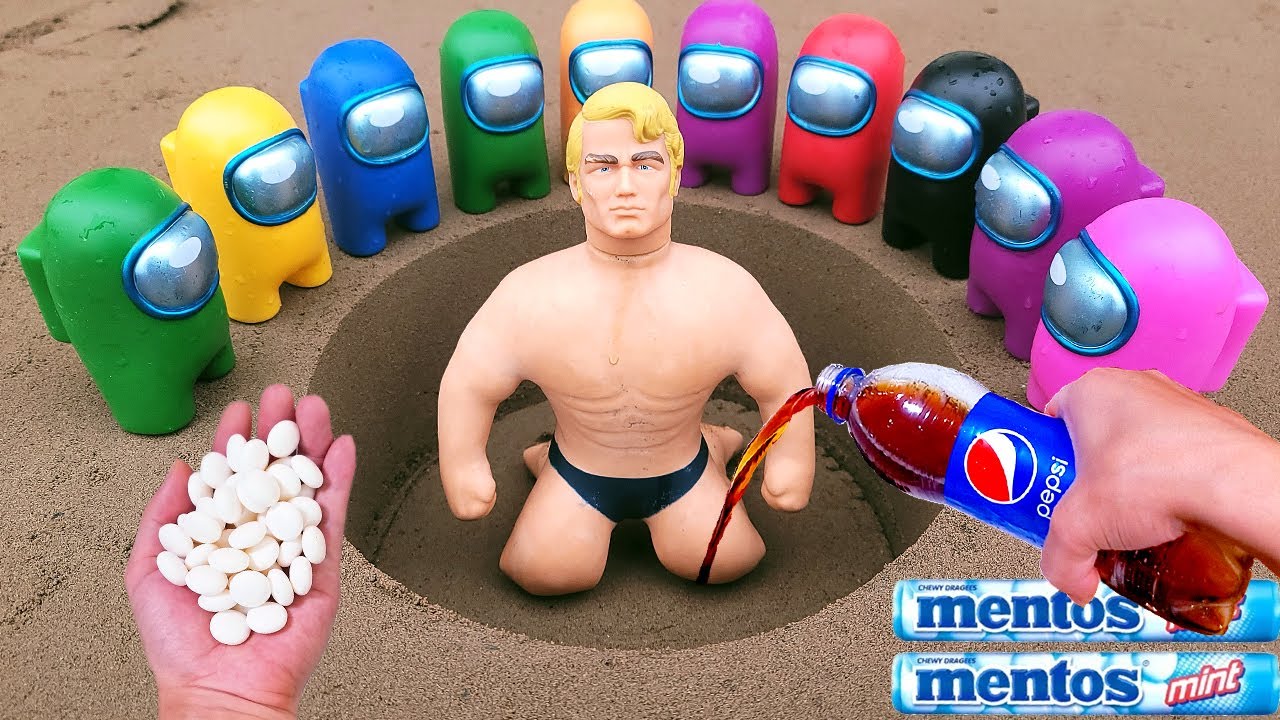 Different Toy Bouncy Ball Experiment Cola Cola, Fanta, Mirinda, Pepsi, Sprite VS Mentos | Among Us