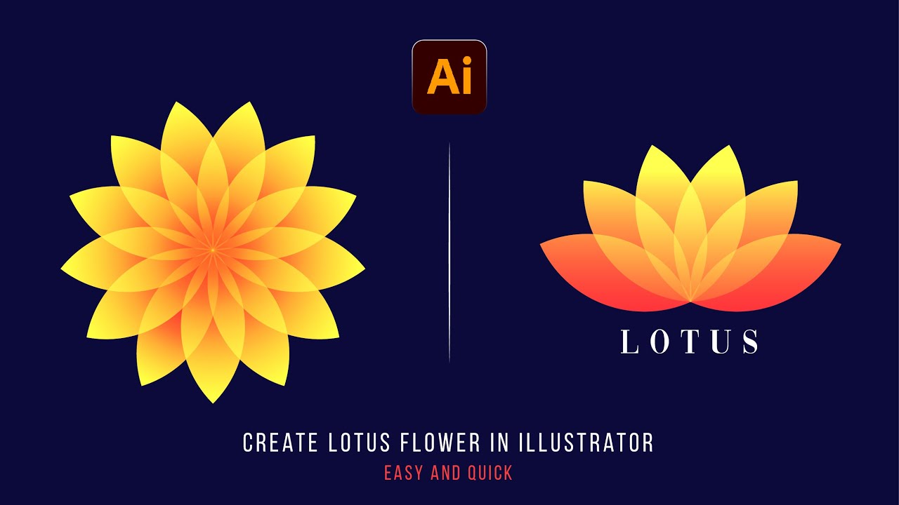 Lotus flower logo Icon in illustrator | Lotus Flower | Adobe Illustrator