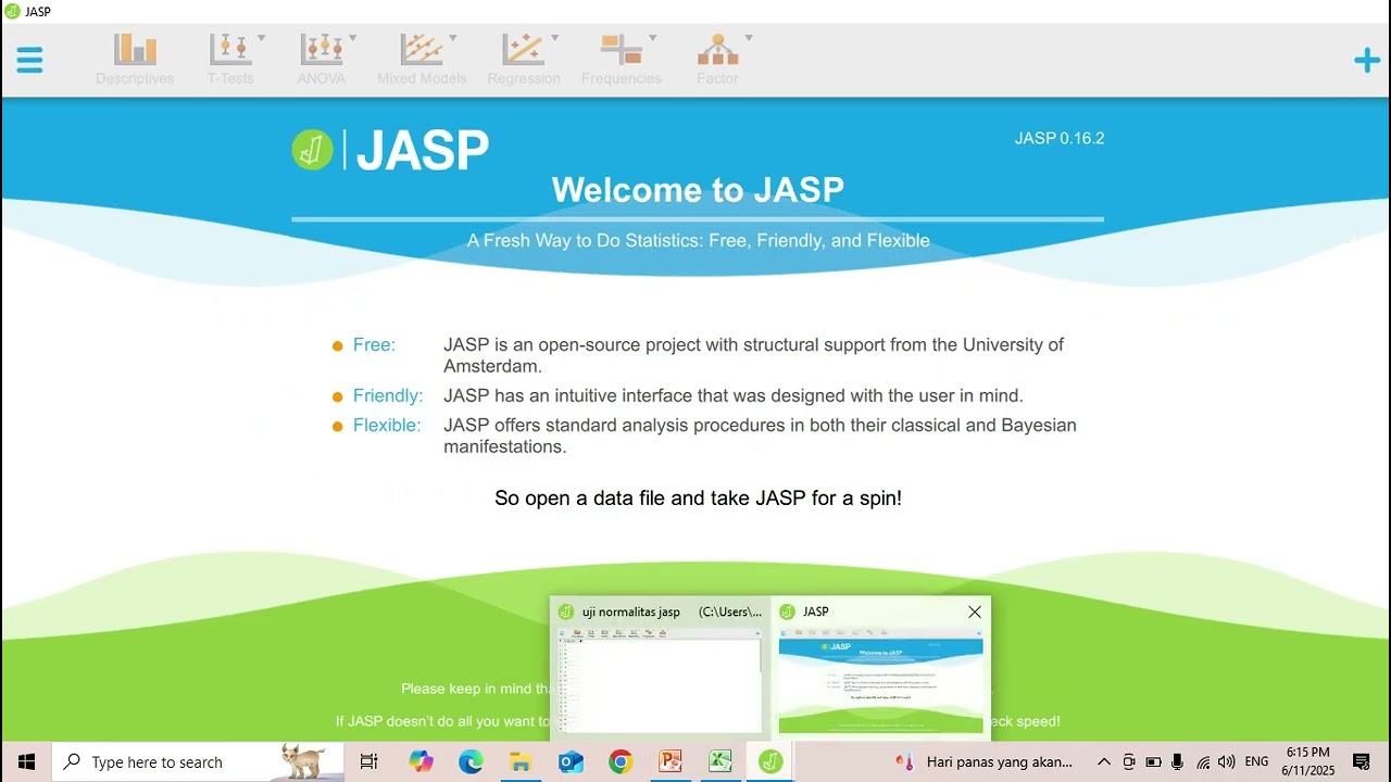 UJI ASUMSI/PRASYARAT, UJI HIPOTESIS DENGAN JASP