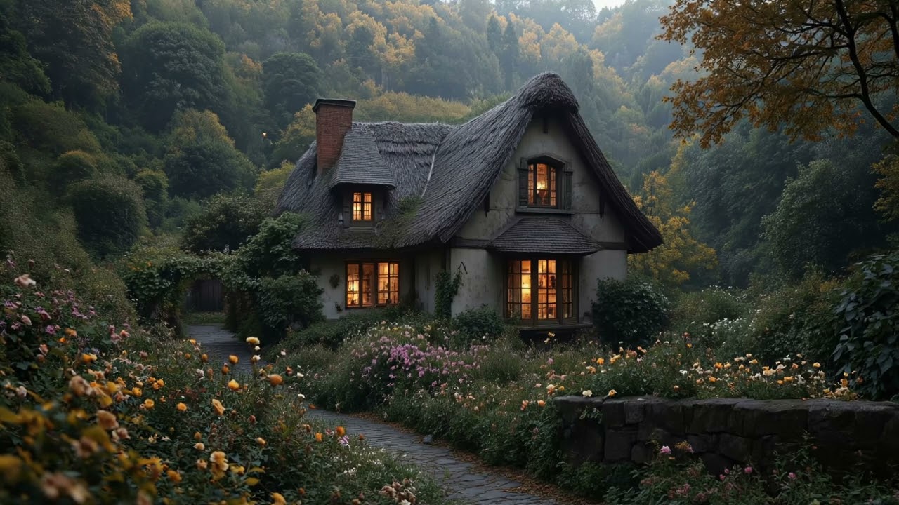 Misty Quiet Morning at Cozy Cottage in the Wood | Dark Academia Playlist for Calm & Relax