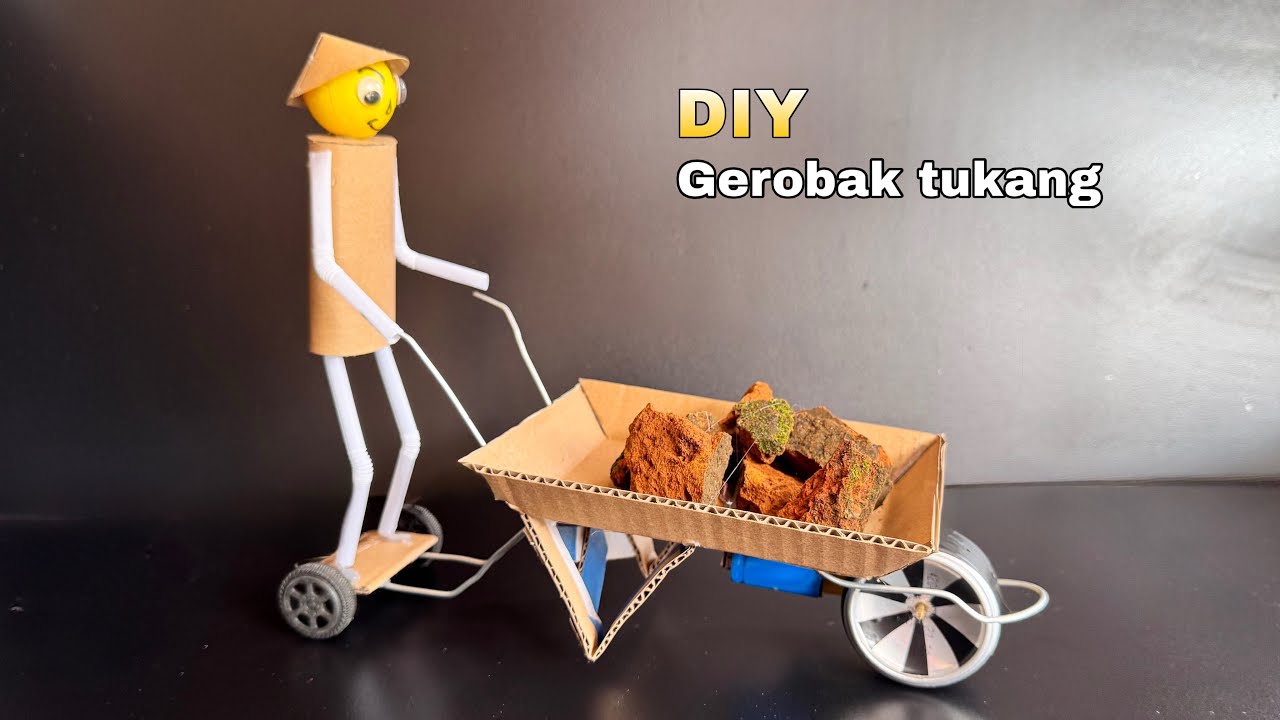 diy membuat mainan unik gerobak barang bekas 
