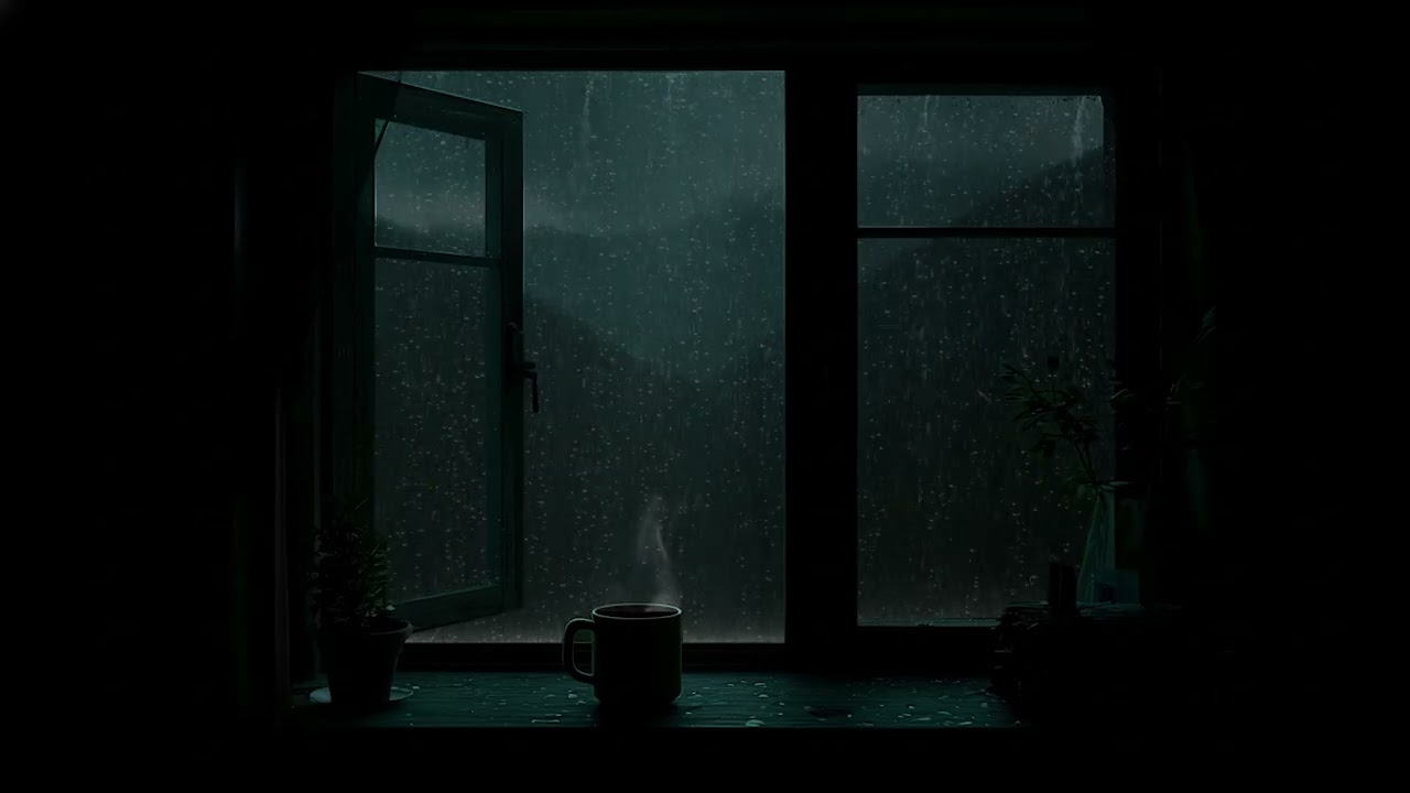 Soft Rain Falling Outside the Window & Cozy Lamp Glow | Relaxing Night Ambience for Sleep