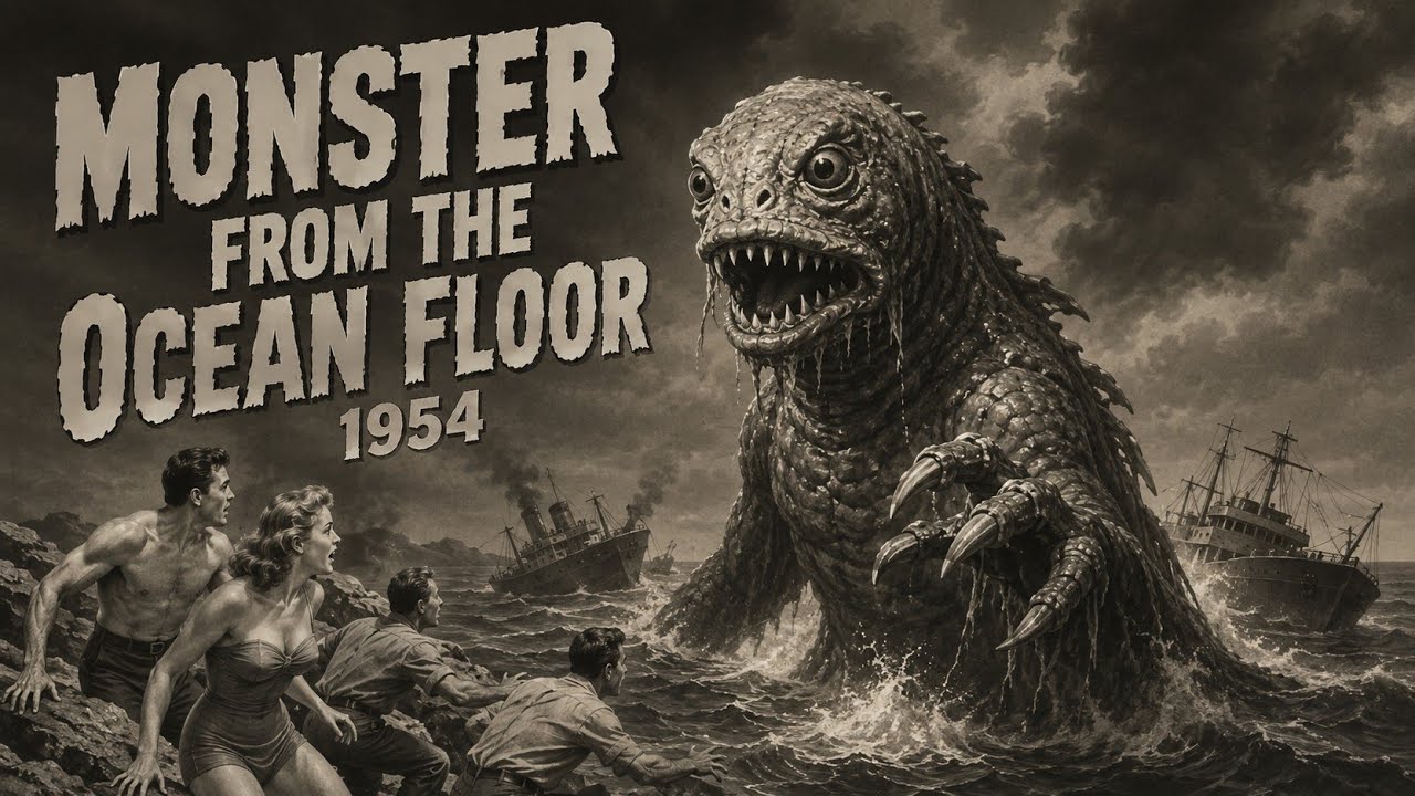 MONSTER FROM THE OCEAN FLOOR 1954 Atomic Age One Eyed Sea Creature Black White Full Movie HD 1080