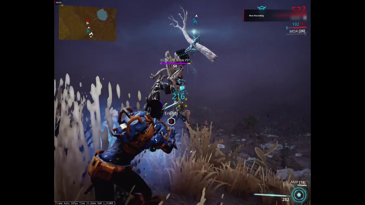 Warframe - Ungilded fortuna operator AMP tier 1 dmg test vs eidolon