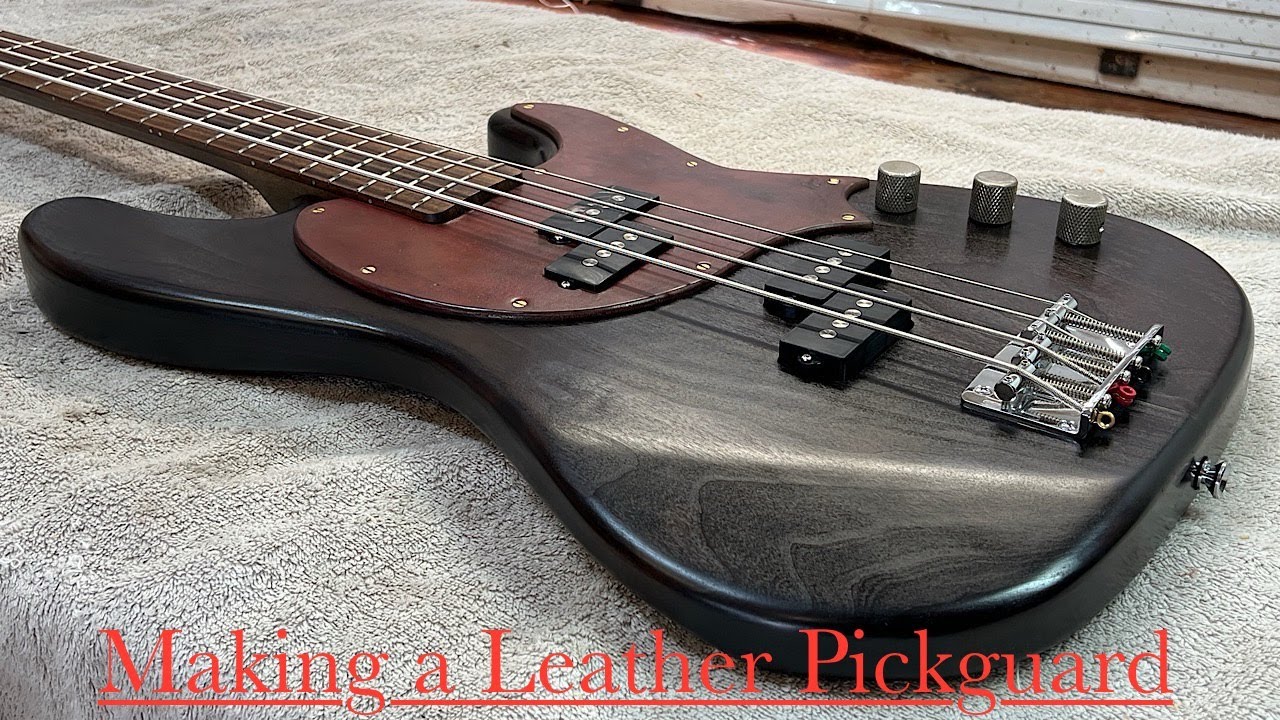 Making a Leather Pickguard / Scratchplate and Assembling Shou Sugi Ban P Bass Luthier Video