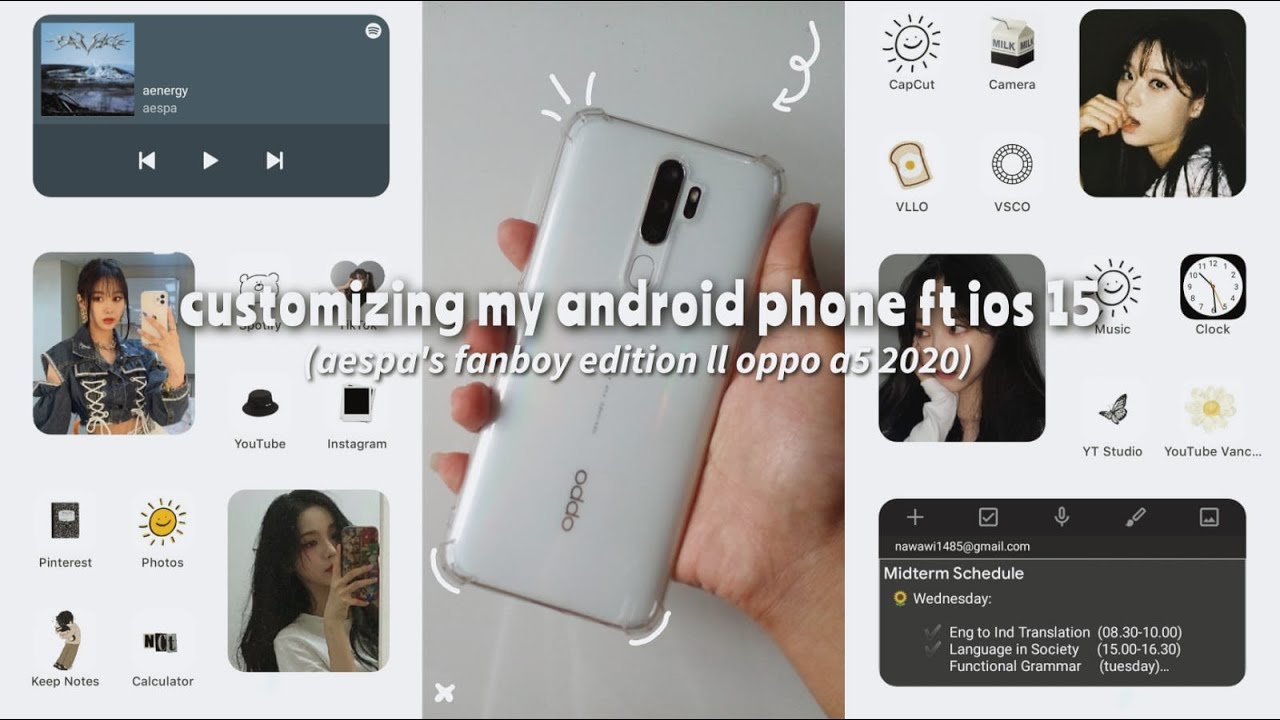 Customizing my android phone ft ios 15 📱 ☁ ll oppo a5 2020 (aespa's fanboy edition)