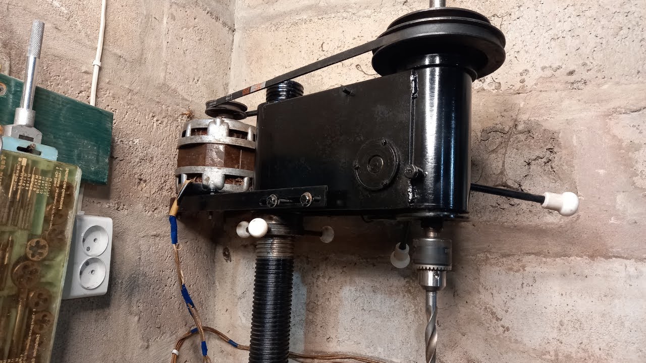 Самодельный СВЕРЛИЛЬНЫЙ СТАНОК с Движком от Стиралки DIY. ОБЗОР. Сверлильный станок своими руками