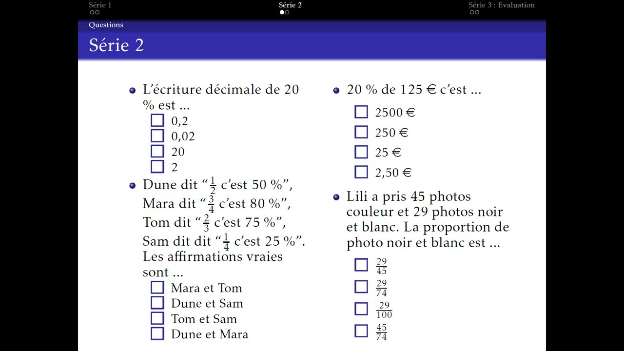 Pourcentages et proportions (2)