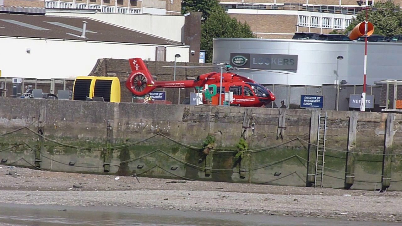 G-WENU Wales Air Ambulance Helicopter with the London Ambulance
