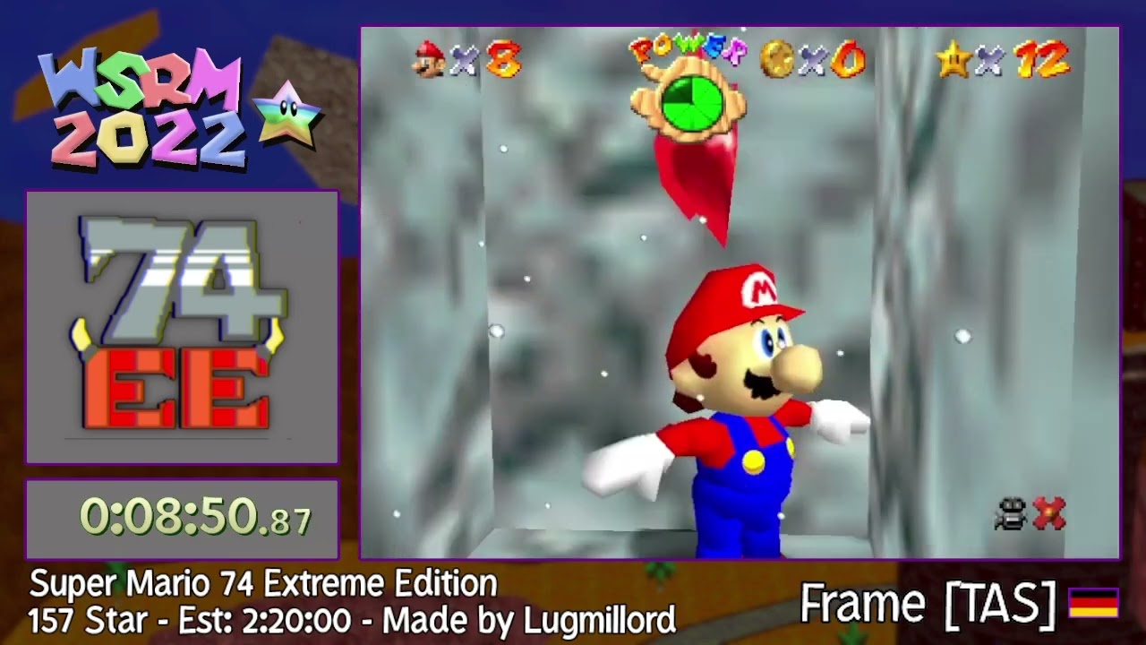 WSRM2022 - Super Mario 74 Extreme Edition 157 Star by FramePerfection [TAS]