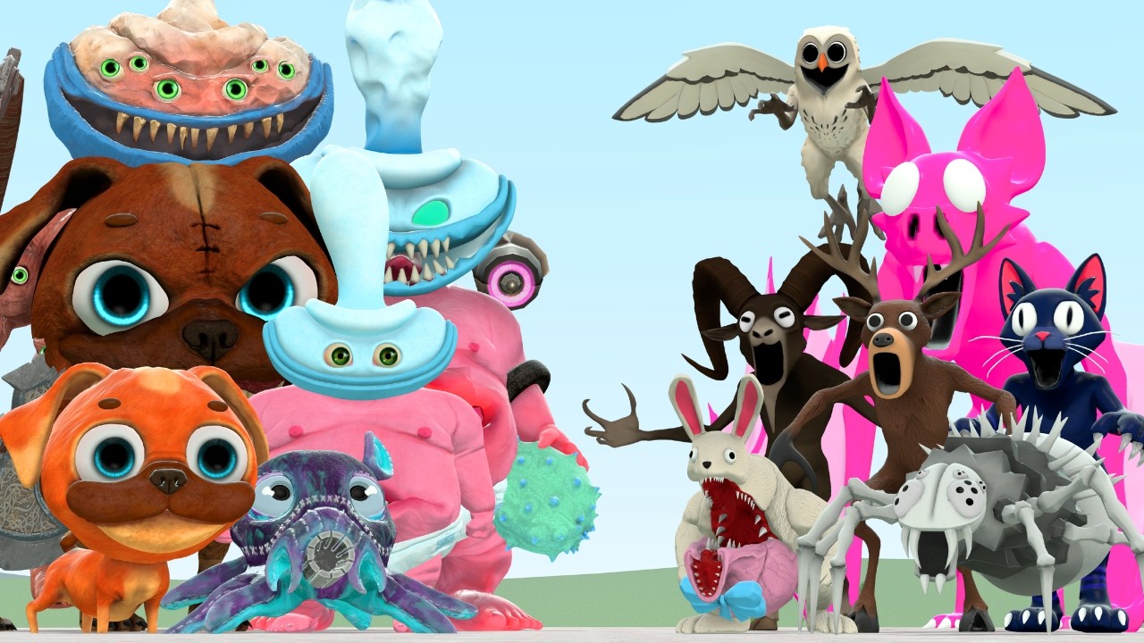 All Dark Pals The 1st Floor Monsters Vs All Roblox 99 Nights In The Forest Monsters In Garry's Mod
