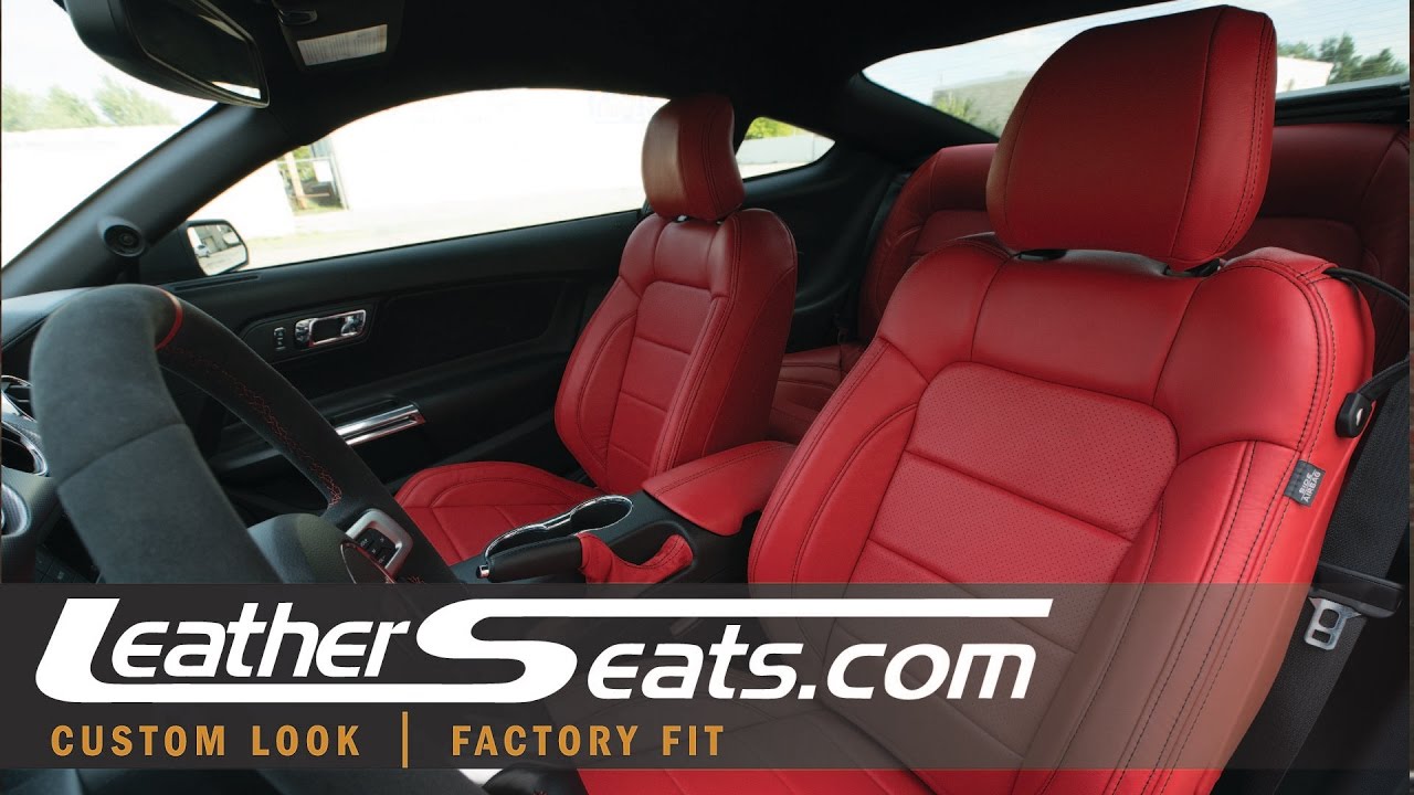 2015 - 2023 Ford Mustang Custom Bright Red Leather Upgrade Kit - LeatherSeats.com