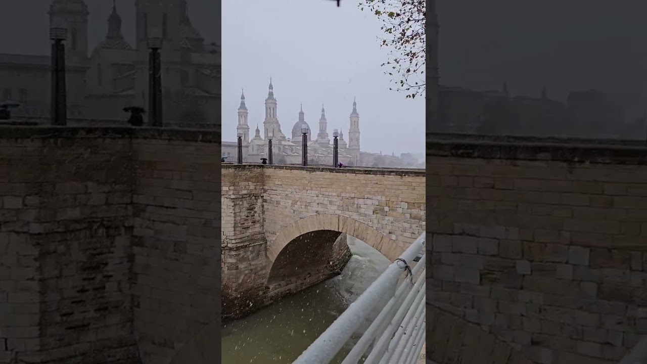 Nevando en Zaragoza. 🤗💙 viernes 19 de enero de 2024. 📸 nevada histórica en Zaragoza #dstylezgz