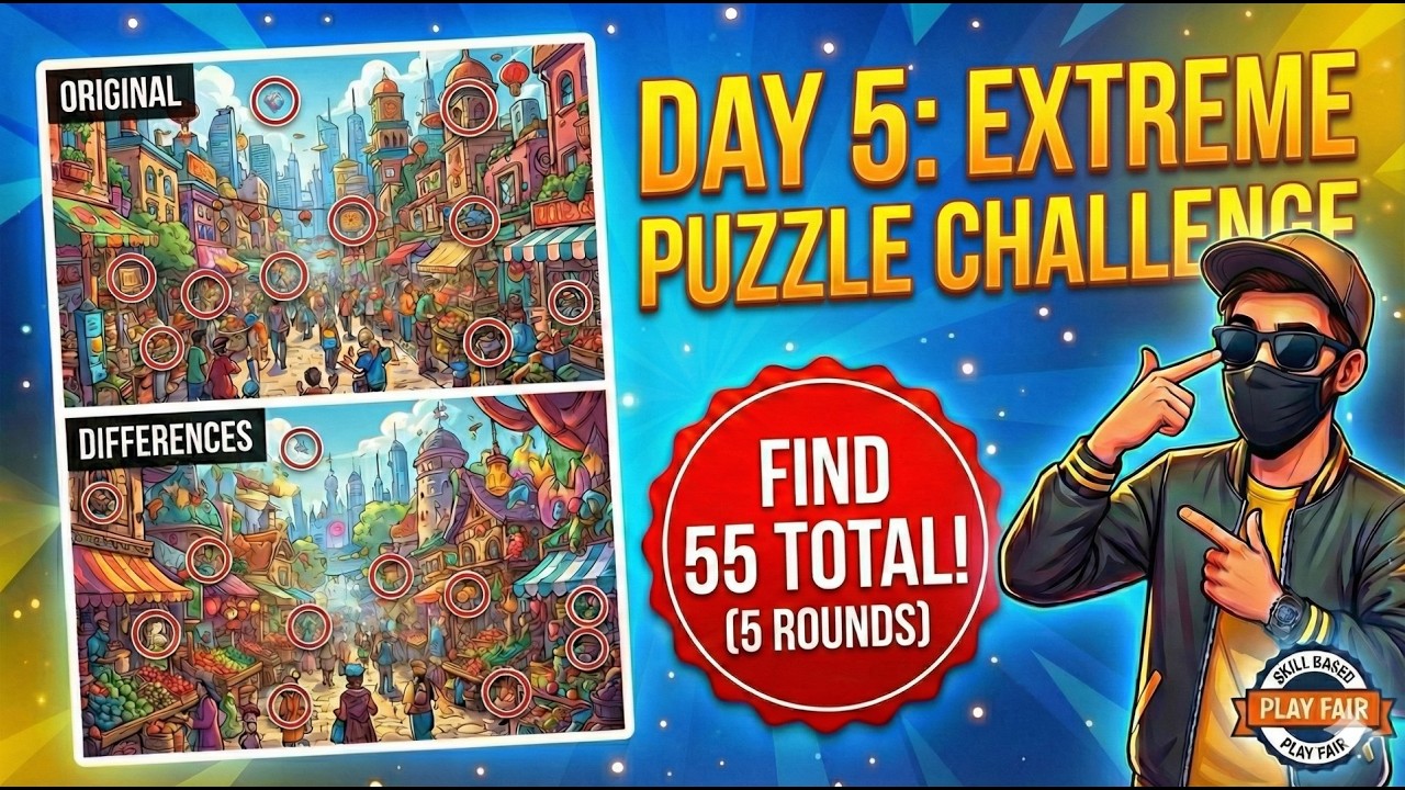 Day 5 mega challenge Spot the difference and win ₹900! 🏆 5 rounds, extreme difficulty.
