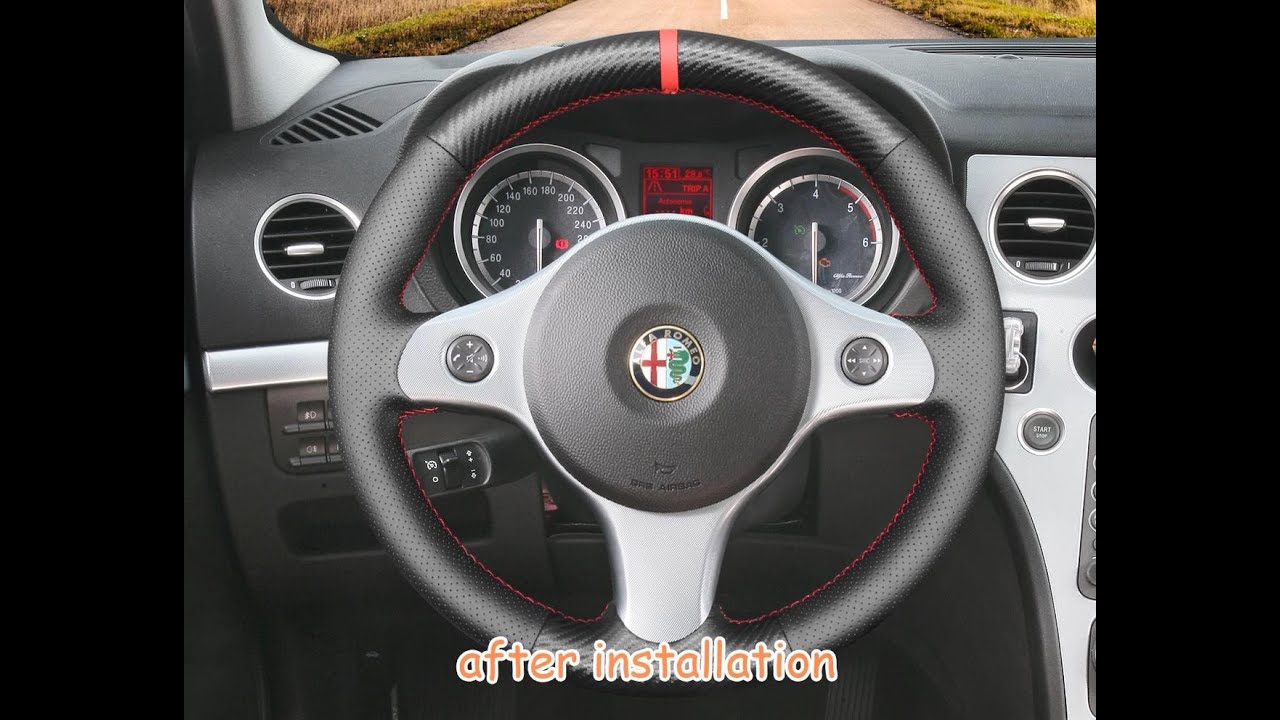 MEWANT--- for Alfa Romeo 159 2006-2011 Car Steering Wheel Cover Installation