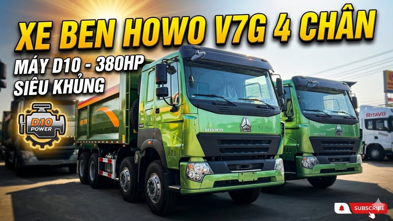 Xe Ben HOWO 4 Chân V7G 380HP Máy D10 2026 | Mạnh Mẽ – Bền Bỉ – Giá Tốt Cho Anh Em Công Trình