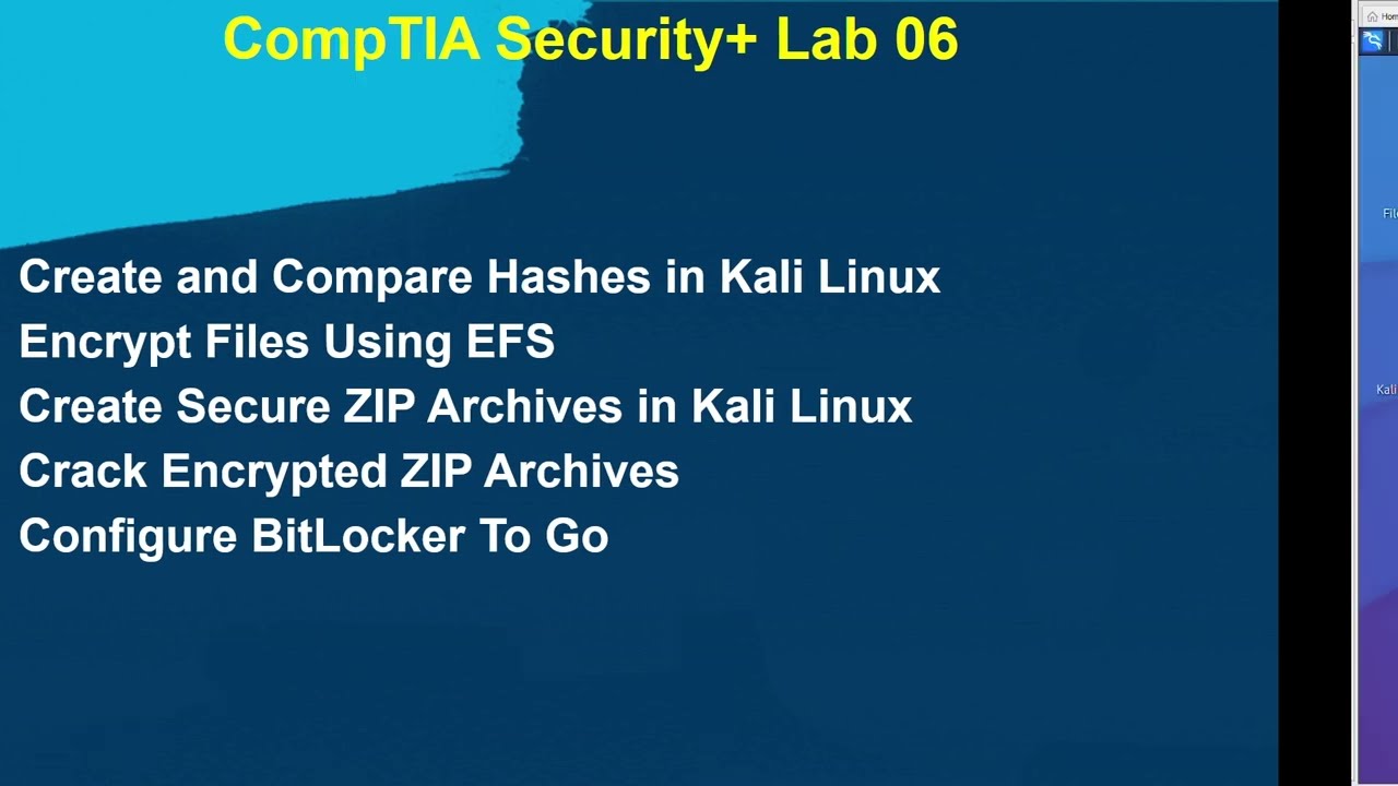 CompTIA Security+ Lab 06 Hash, File Encryption, Secure Zip and BitLocker