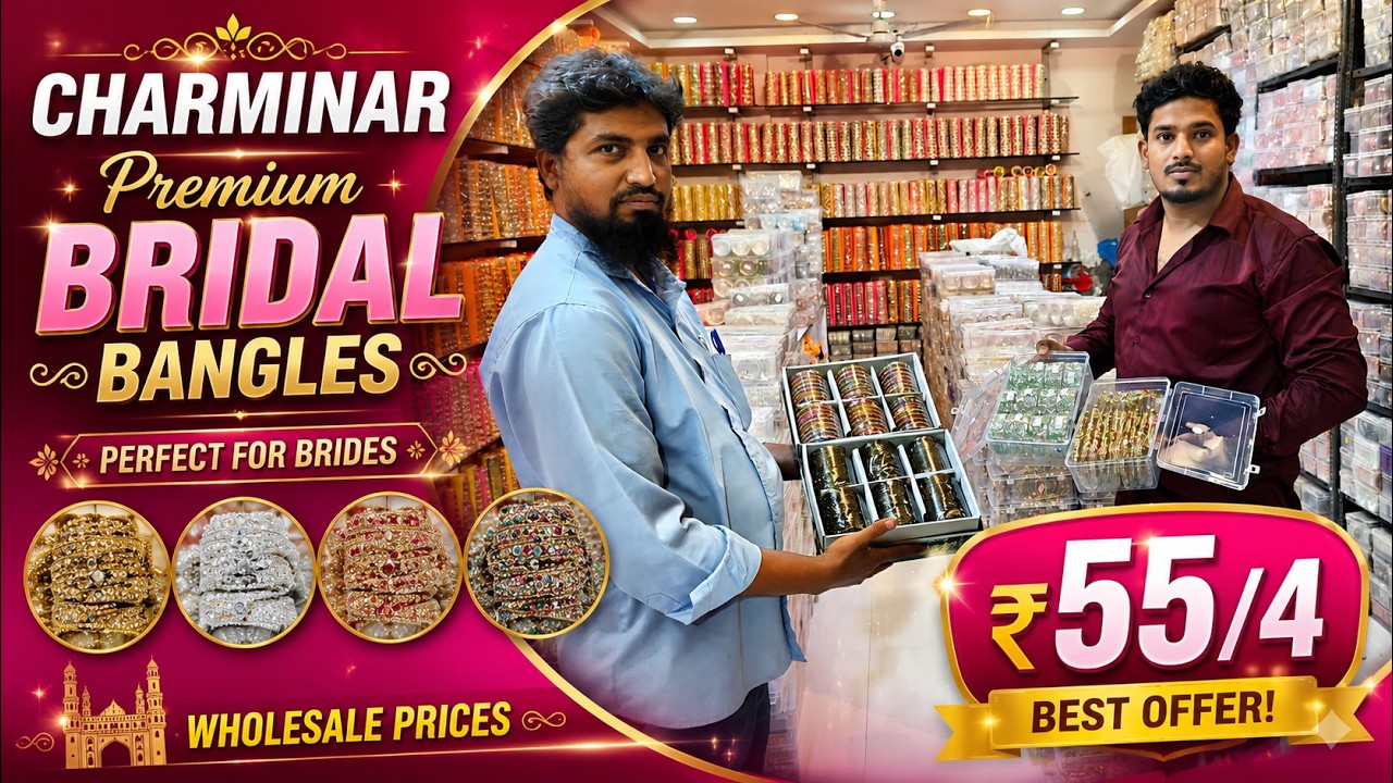 Charminar Hidden Shop 💥 Latest Bridal Glass, Metal, Jaipuri & Stone Bangles at Wholesale Rates