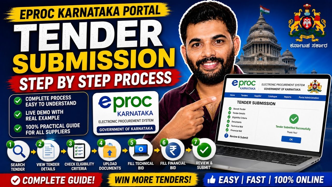 Eprocurement Karnataka Tender Submission Process| Step By Step Procedure