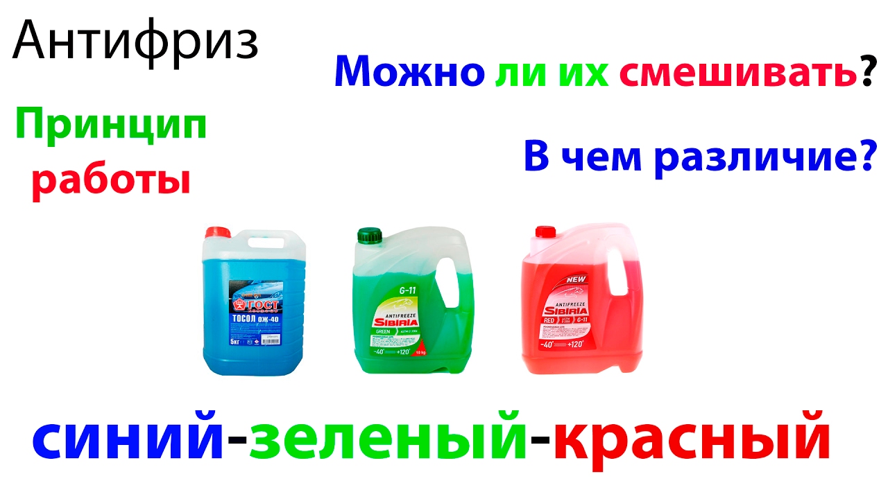 Антифриз красный - зеленый - синий. В чем разница?