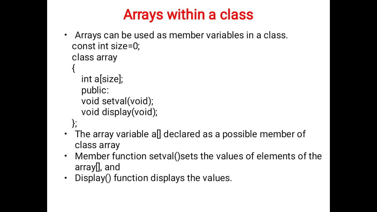 arrays within a class