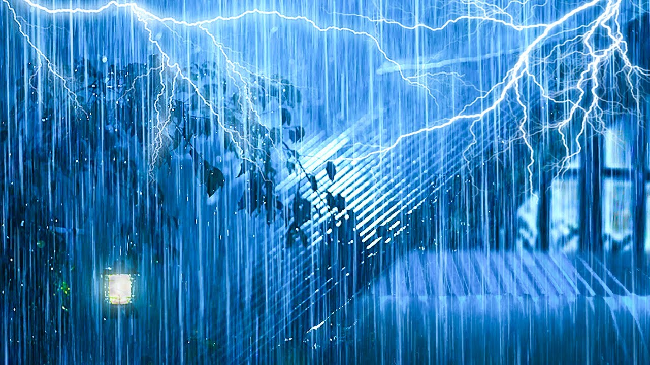Relieve Stress to Sleep Immediately with Heavy Rain & Powerful Thunder on a Tin Roof in Farmhouse