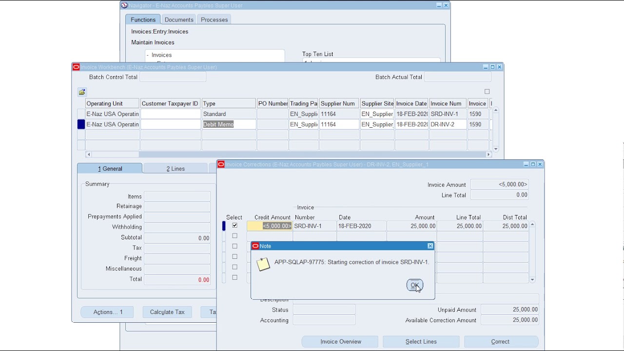 Debit Memo Invoice & payment process - Payable