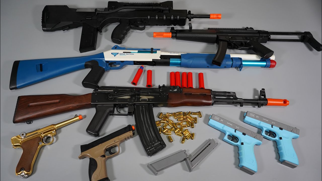 Shell ejecting Toy Gun Airsoft AK47 Glock Nerf Gun Shot Gun MP5 - Realistic Toy Guns Collection