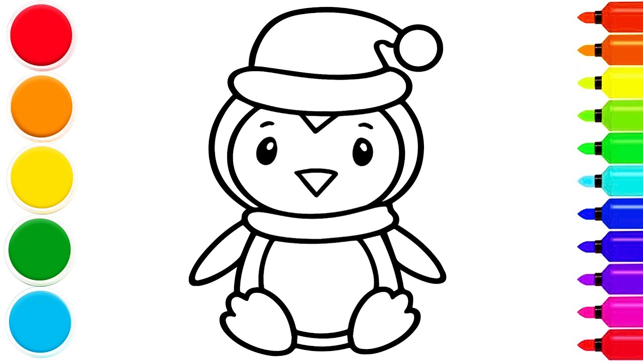 🐧 Drawing and Coloring a Cute Penguins | Easy Step By Step Tutorial