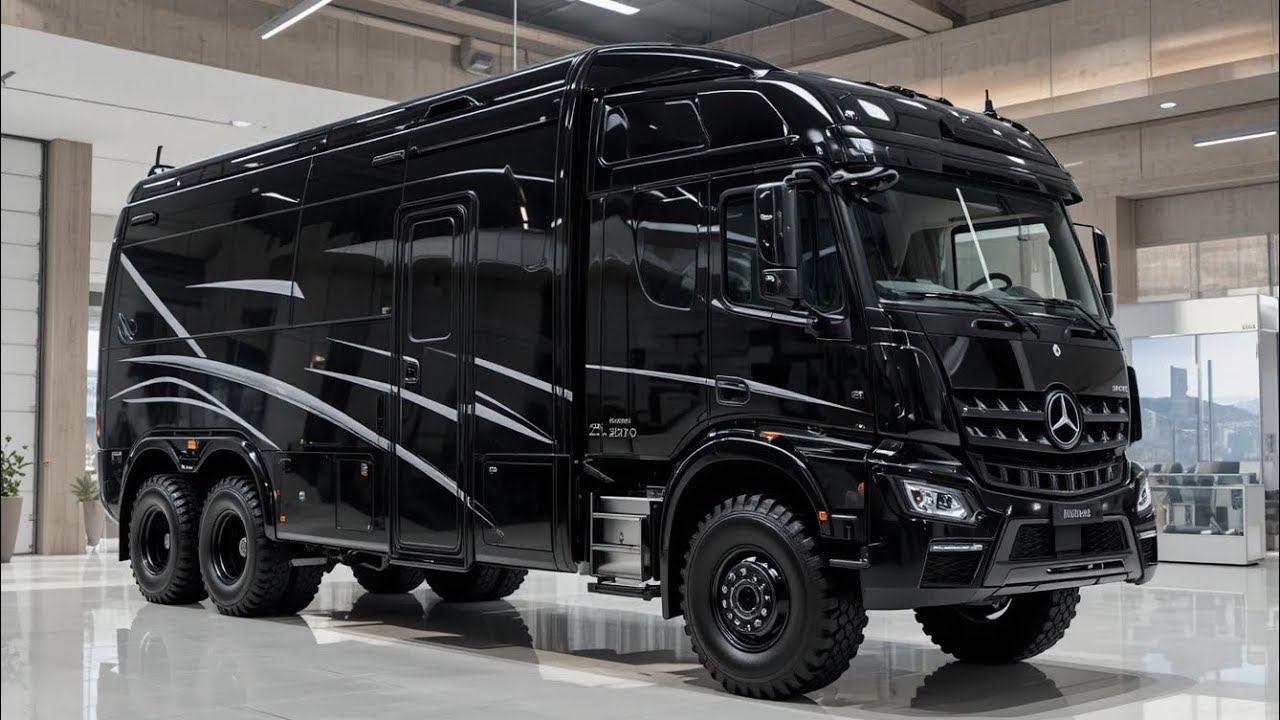 2027 Mercedes 6x6 Black Off-Road Motorhome: Luxury Camper That Eats Mountains!