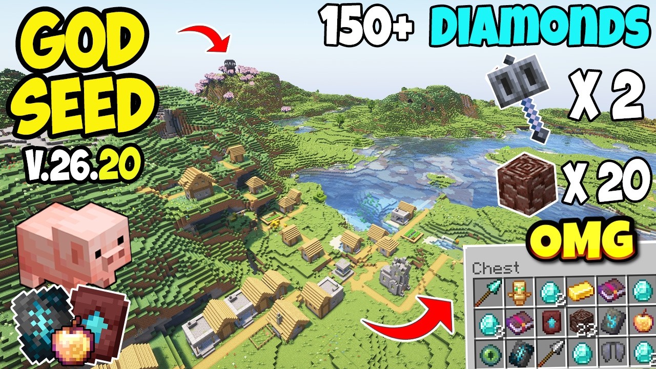 🔥Best Survial (God Seed) For Minecraft 26.20 Bedrock And PE | Four Blacksmith Seed | Minecraft Seeds