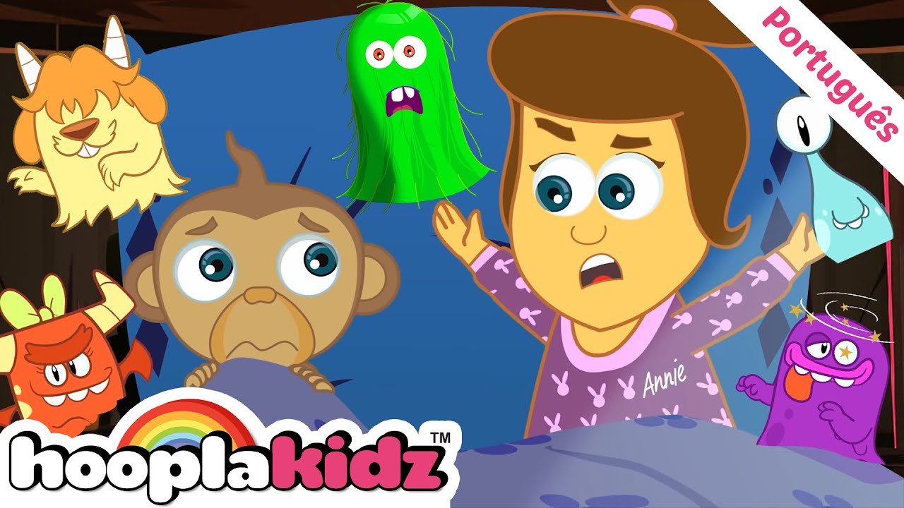 HooplaKidz Brasil | Five Spooky Monsters 👻💀 Canções para Crianças | Músicas de Halloween