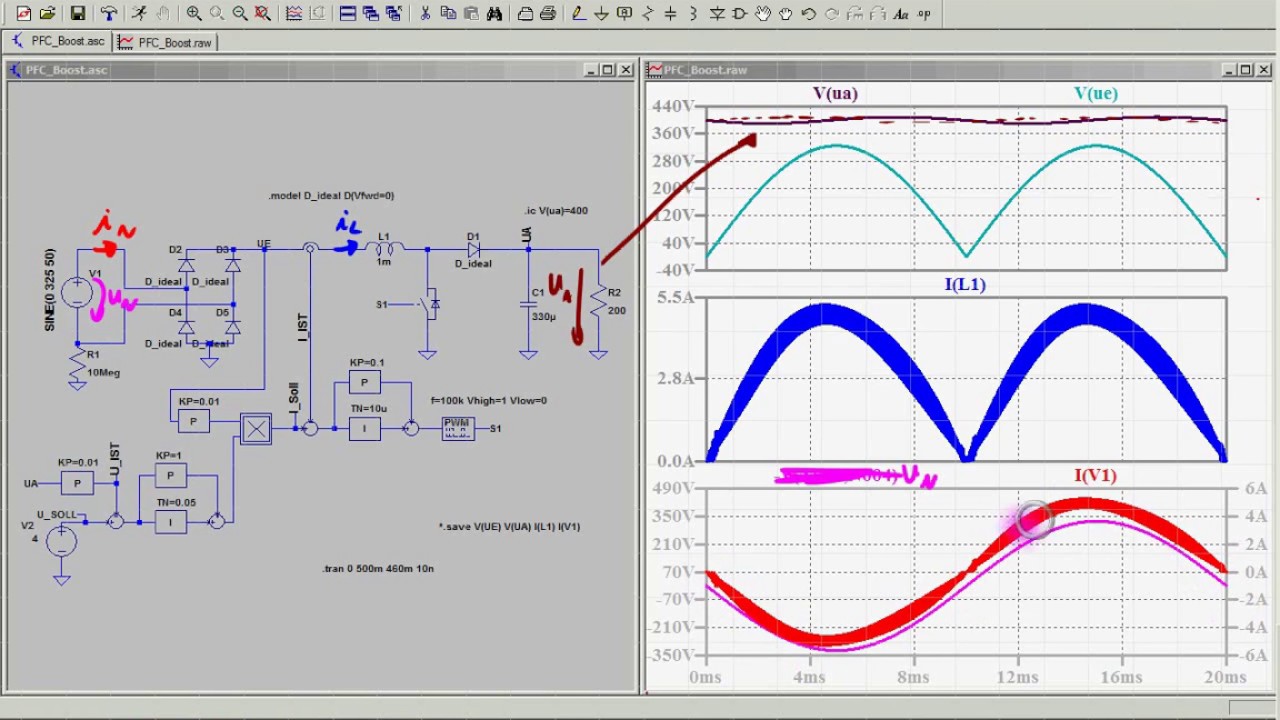 LE5_5c AC/DC Wandler - Aktive PFC mit Hochsetzsteller - Regelung und Simulation