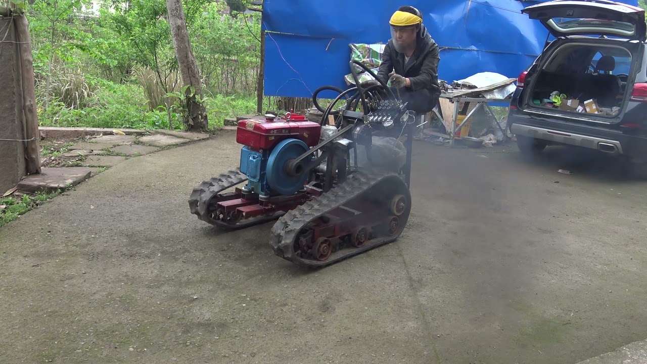 homemade tracked vehicle 15, test tank turn