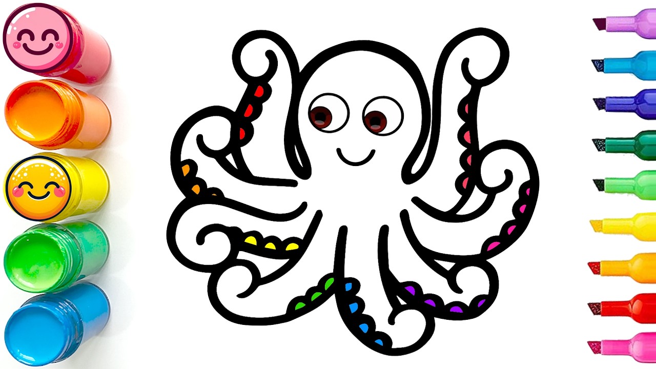 Drawing and Coloring an Adorable Octopus | Easy Step by Step Drawing Tutorial for Beginners