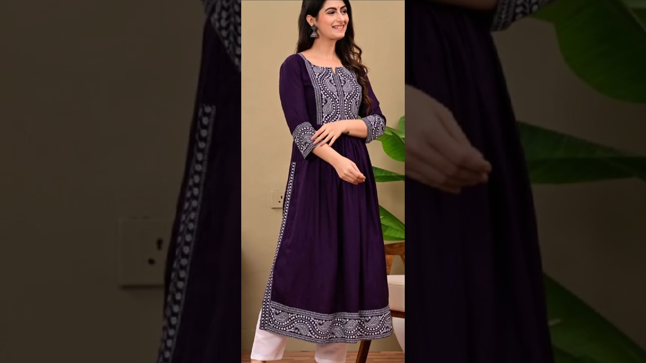 Thread work A-Line kurta #fashion #viral  #shorts